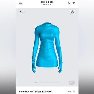 Finesse Pam blue mini dress with gloves